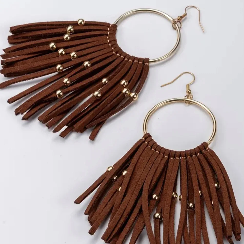 🔥🔥🆕Vintage Bohemian Brown Tassel Earrings - Picture 3 of 8